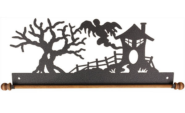 12 inch Haunted House Fabric Holder Silver