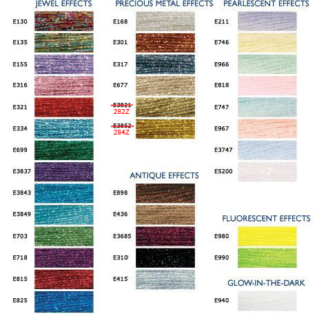 Dmc Satin Thread Colour Chart